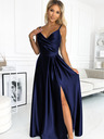 numoco Elegantes trägerloses Maxikleid aus Satin - dunkelblau Numoco CHIARA