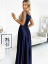numoco Elegantes trägerloses Maxikleid aus Satin - dunkelblau Numoco CHIARA