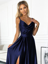 numoco Elegantes trägerloses Maxikleid aus Satin - dunkelblau Numoco CHIARA