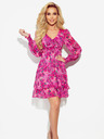 numoco Chiffonkleid mit Bindebandausschnitt - rosa Blumen MONICA