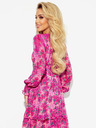 numoco Chiffonkleid mit Bindebandausschnitt - rosa Blumen MONICA