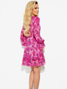 numoco Chiffonkleid mit Bindebandausschnitt - rosa Blumen MONICA