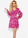 numoco Chiffonkleid mit Bindebandausschnitt - rosa Blumen MONICA