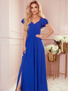 numoco Langes Kleid mit Dekolleté und Rüschen - blau Numoco LIDIA