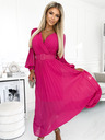 numoco Plissee-Kleid mit Gürtel und Ausschnitt - fuchsia Numoco KLARA