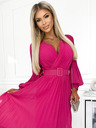 numoco Plissee-Kleid mit Gürtel und Ausschnitt - fuchsia Numoco KLARA