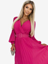 numoco Plissee-Kleid mit Gürtel und Ausschnitt - fuchsia Numoco KLARA