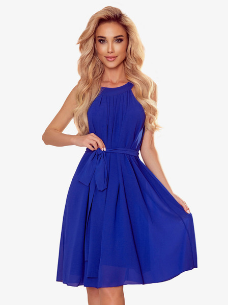 numoco Chiffonkleid mit Schleife - blau Numoco ALIZEE