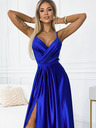 numoco Elegantes langes Satinkleid mit Sweetheart-Ausschnitt und Beinschlitz - blau Numoco JULIET