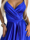 numoco Elegantes langes Satinkleid mit Sweetheart-Ausschnitt und Beinschlitz - blau Numoco JULIET