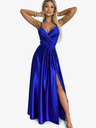 numoco Elegantes langes Satinkleid mit Sweetheart-Ausschnitt und Beinschlitz - blau Numoco JULIET