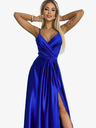 numoco Elegantes langes Satinkleid mit Sweetheart-Ausschnitt und Beinschlitz - blau Numoco JULIET