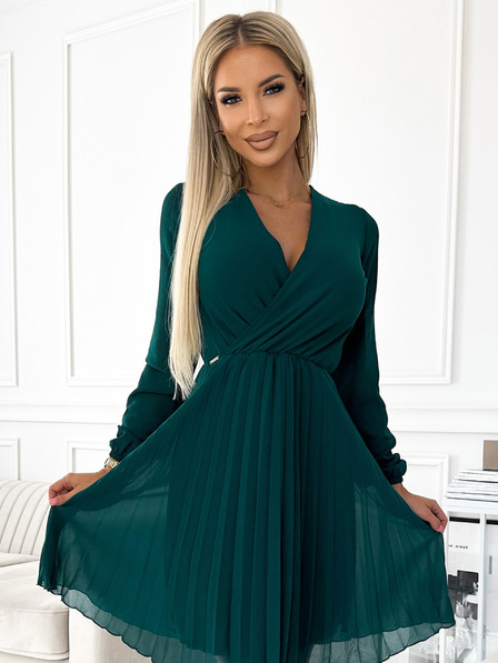 numoco Plissiertes Chiffonkleid mit Ausschnitt - grün Numoco ISABELLE