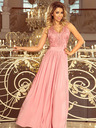 numoco Langes Kleid mit gesticktem Ausschnitt - pink Numoco LEA