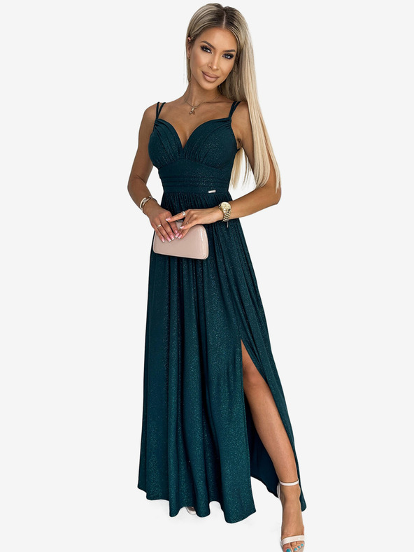 numoco Langes trägerloses Kleid aus Brokat - grün Numoco JOVITE