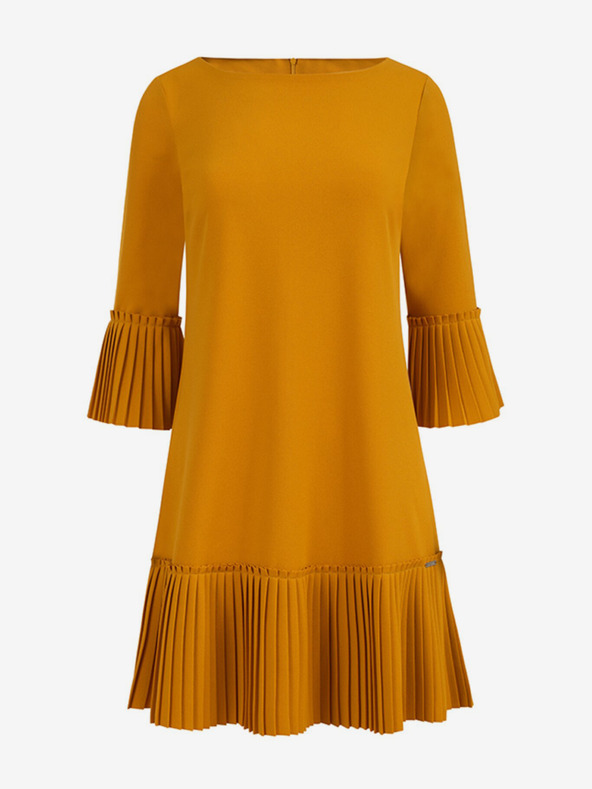 numoco Bequemes Plissee-Kleid - senf Numoco LUCY