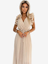 numoco Midikleid aus plissiertem Chiffon mit herzförmigem Ausschnitt und zarten Rüschen - beige Numoco MIRABELLA