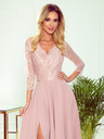 numoco Elegantes langes Spitzenkleid mit Dekolleté - schmutziges Pink Numoco AMBER