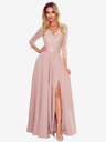 numoco Elegantes langes Spitzenkleid mit Dekolleté - schmutziges Pink Numoco AMBER