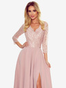 numoco Elegantes langes Spitzenkleid mit Dekolleté - schmutziges Pink Numoco AMBER