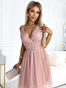 numoco Tüllkleid mit Ausschnitt und Zierschnalle - schmutziges Pink Numoco OLGA