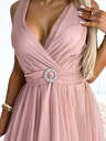 numoco Tüllkleid mit Ausschnitt und Zierschnalle - schmutziges Pink Numoco OLGA