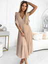 numoco Plisseekleid mit Rüschen an Schultern und Ausschnitt - Beige Numoco EMILY