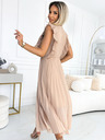 numoco Plisseekleid mit Rüschen an Schultern und Ausschnitt - Beige Numoco EMILY