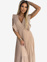 numoco Plisseekleid mit Rüschen an Schultern und Ausschnitt - Beige Numoco EMILY