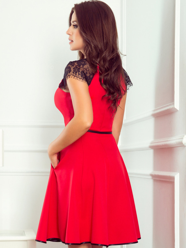 numoco Kleid mit Spitzeneinsätzen - rot Numoco SLVIA