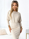 numoco Gestreiftes Kleid mit Manschettenärmeln - beige Numoco LARA