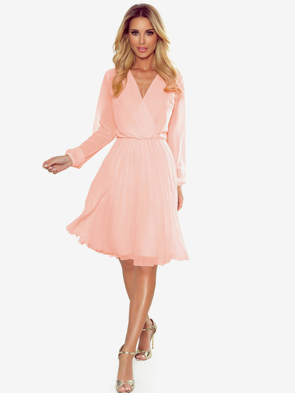 numoco Plissee-Kleid mit langen Ärmeln - pfirsichfarben Numoco ISABELLE