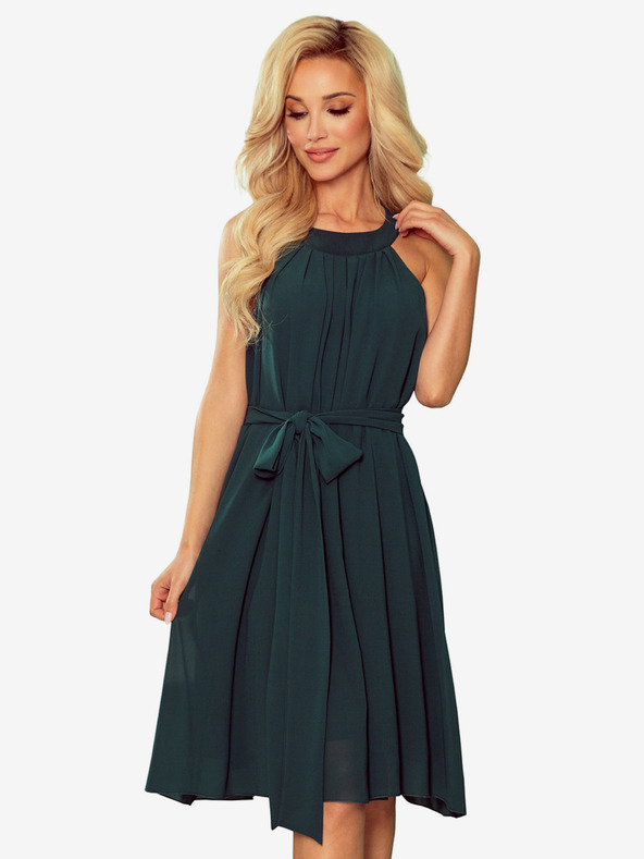 numoco Chiffonkleid mit Krawatte - grün Numoco ALIZEE