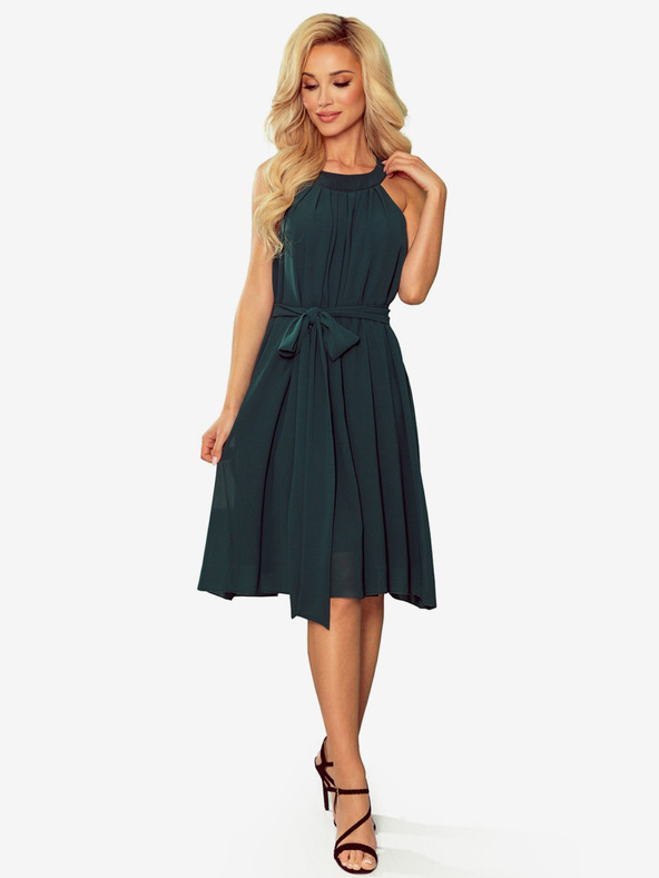 numoco Chiffonkleid mit Krawatte - grün Numoco ALIZEE