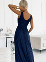 numoco Langes Brokatkleid mit Dekolleté und Taillensteppung - dunkelblau Numoco SUSAN