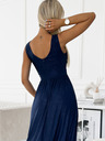 numoco Langes Brokatkleid mit Dekolleté und Taillensteppung - dunkelblau Numoco SUSAN