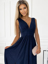 numoco Langes Brokatkleid mit Dekolleté und Taillensteppung - dunkelblau Numoco SUSAN
