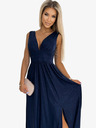 numoco Langes Brokatkleid mit Dekolleté und Taillensteppung - dunkelblau Numoco SUSAN