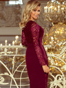 numoco Elegantes Bleistiftkleid mit Spitze - burgunderrot Numoco EMMA