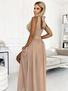 numoco Langes Kleid mit Ausschnitt und Schleife - beige Numoco JUSTINE