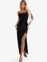 numoco Langes Kleid aus Satin mit Beinschlitz - Schwarz Numoco DIANE