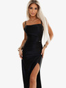 numoco Langes Kleid aus Satin mit Beinschlitz - Schwarz Numoco DIANE