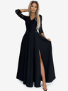 numoco Spitzes, elegantes langes Kleid mit Ausschnitt und Beinschlitz - schwarz Numoco AMBER