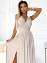 numoco Langes Kleid mit Dekolleté und Rückenschnürung - beige mit Glitzer Numoco JUSTINE