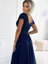 numoco Kurzärmeliges Kleid mit Ausschnitt und kurzen Ärmeln - dunkelblau mit Glitzer Numoco MATILDE