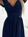 numoco Kurzärmeliges Kleid mit Ausschnitt und kurzen Ärmeln - dunkelblau mit Glitzer Numoco MATILDE