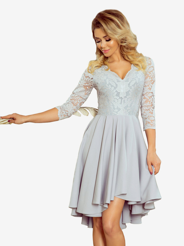 numoco Exklusives Kleid mit Spitze - grau Numoco NICOLLE