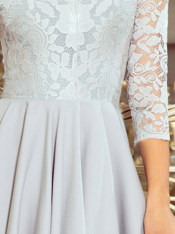 numoco Exklusives Kleid mit Spitze - grau Numoco NICOLLE