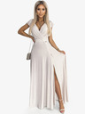 numoco Glitzerndes langes Kleid mit Ausschnitt - beige Numoco CRYSTAL