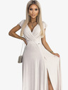 numoco Glitzerndes langes Kleid mit Ausschnitt - beige Numoco CRYSTAL